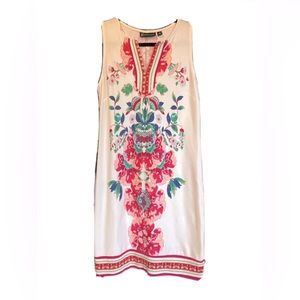 New York and Company white floral stretch sheath dress